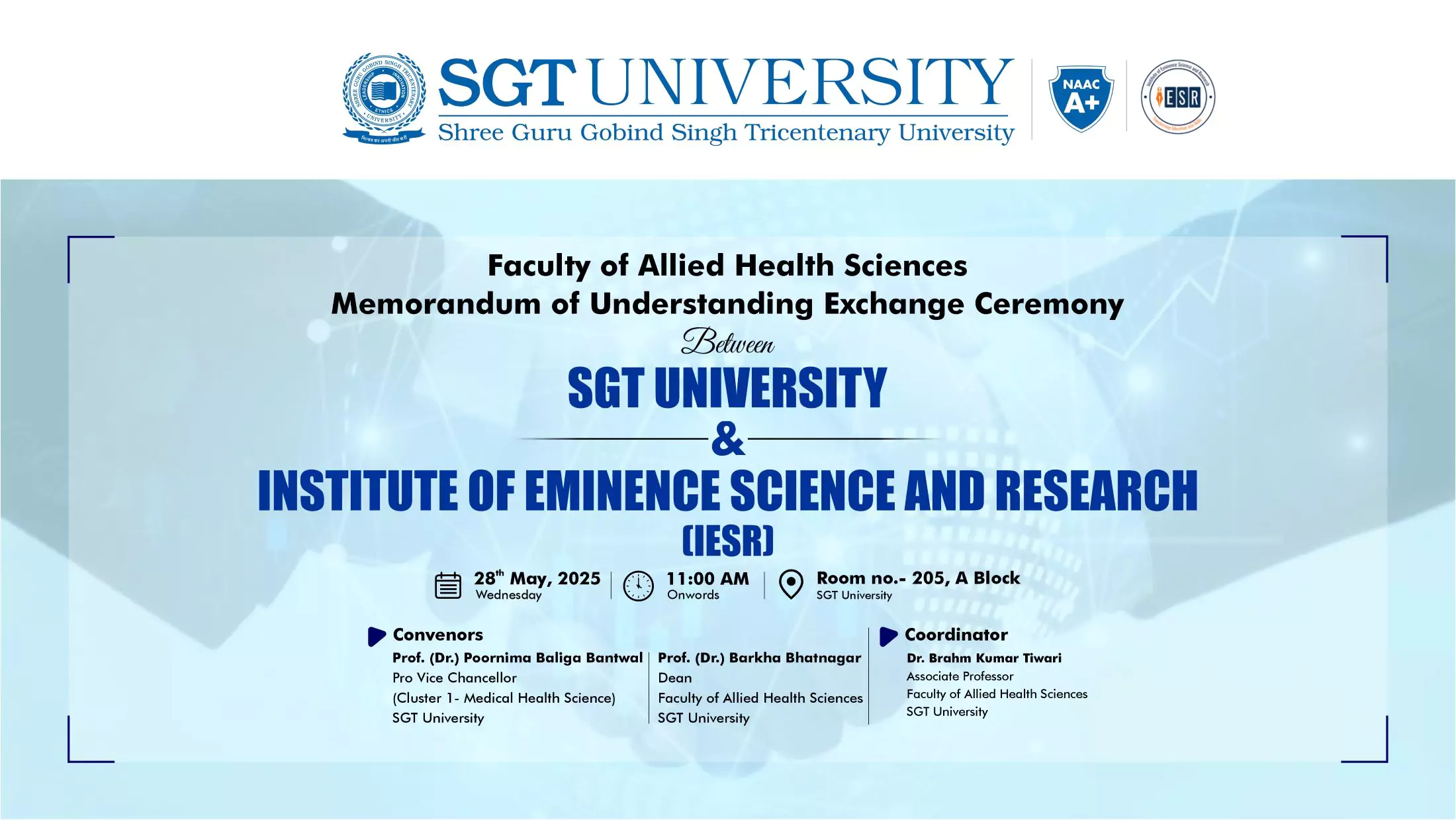 MoU Exchange Ceremony | FAHS, SGT University + IESR