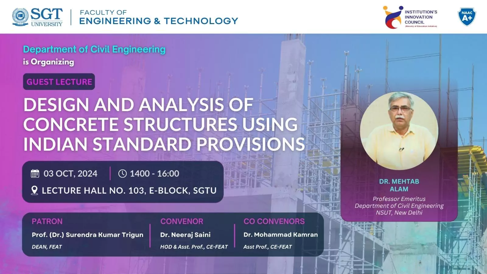 Design and Analysis of Concrete Structures using Indian Standard Provisions