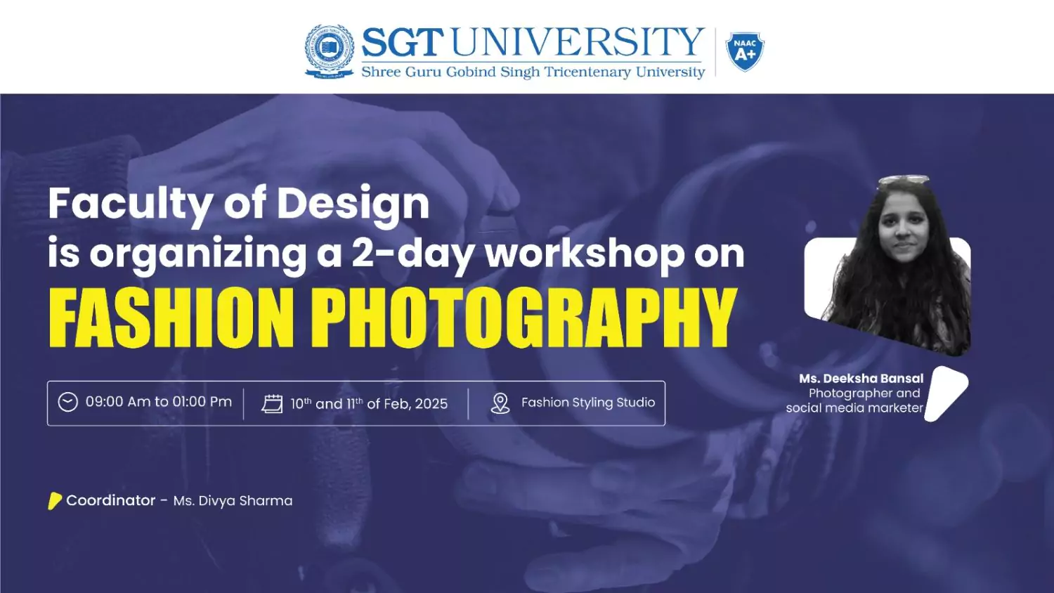 Capturing Fashion Through the Lens: 2-Day Photography Workshop at SGT University